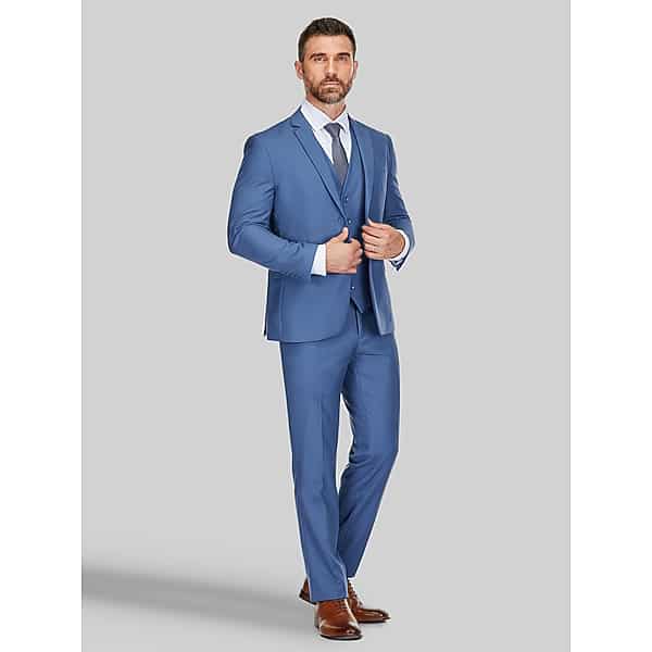 Braveman Men's Slim Fit 3-Piece Vested Suit Slate Blue - Size: 36 Short