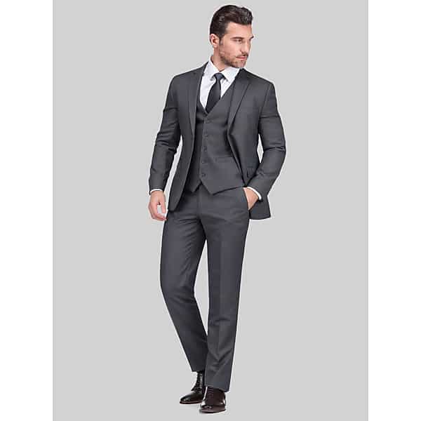 Braveman Men's Slim Fit 3-Piece Vested Suit Charcoal Gray - Size: 38 Regular