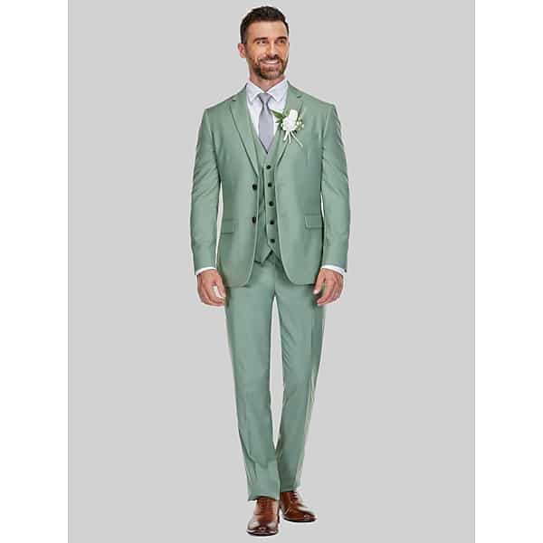 Braveman Men's Slim Fit 3-Piece Vested Suit Sage - Size: 40 Short