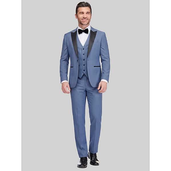 Gino Vitale Big & Tall Men's Slim Fit 3-Piece Tuxedo Slate Blue - Size: 52 Regular