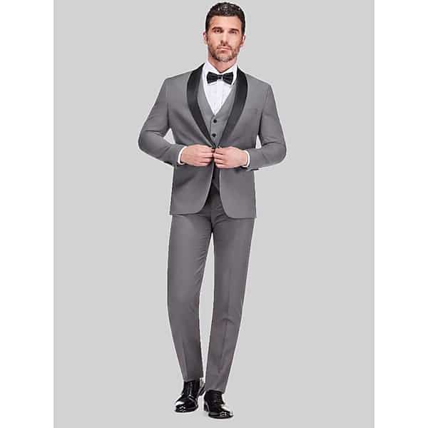 Gino Vitale Big & Tall Men's Slim Fit 3-Piece Tuxedo Grey - Size: 52 Long