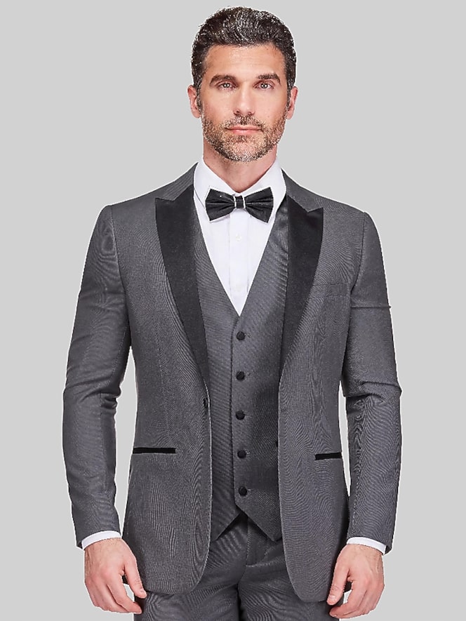 Gino Vitale Slim Fit 3-Piece Vested Tuxedo, Charcoal Gray - Image 2 of 3