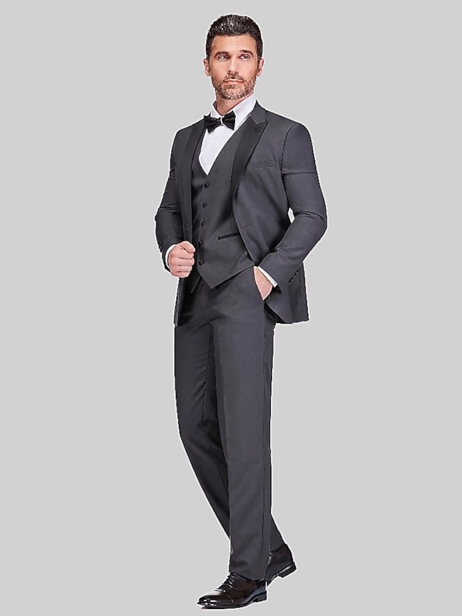 Gino Vitale Slim Fit 3-Piece Vested Tuxedo, Charcoal Gray - Image 3 of 3