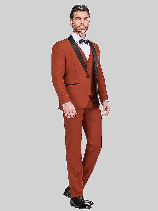 Gino Vitale Slim Fit 3-Piece Vested Tuxedo Rust