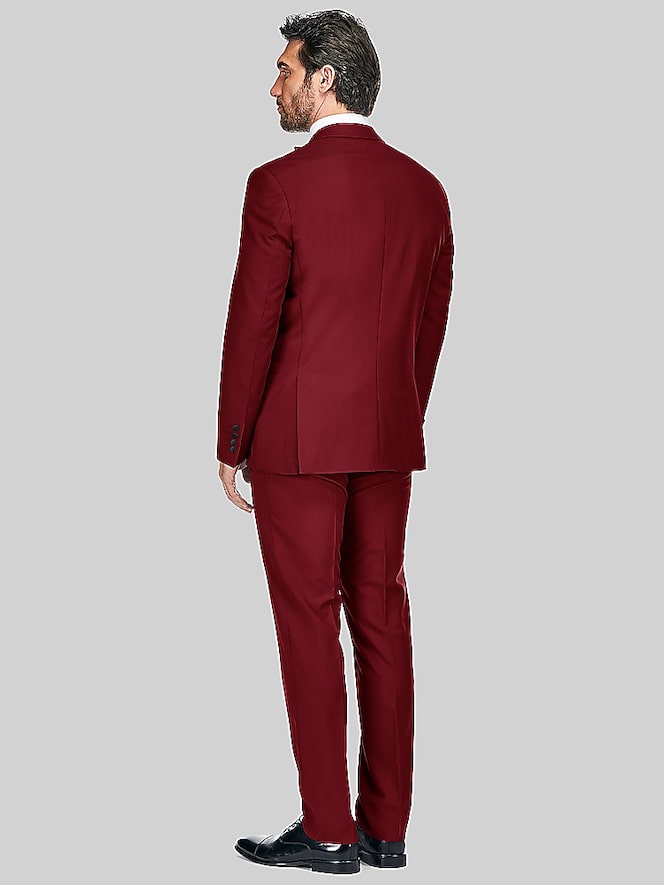 Gino Vitale Slim Fit 3-Piece Peak Vested Tuxedo, Burgundy - Image 3 of 3