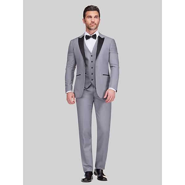 Gino Vitale Men's Slim Fit 3-Piece Tuxedo Light Grey - Size: 44 Short