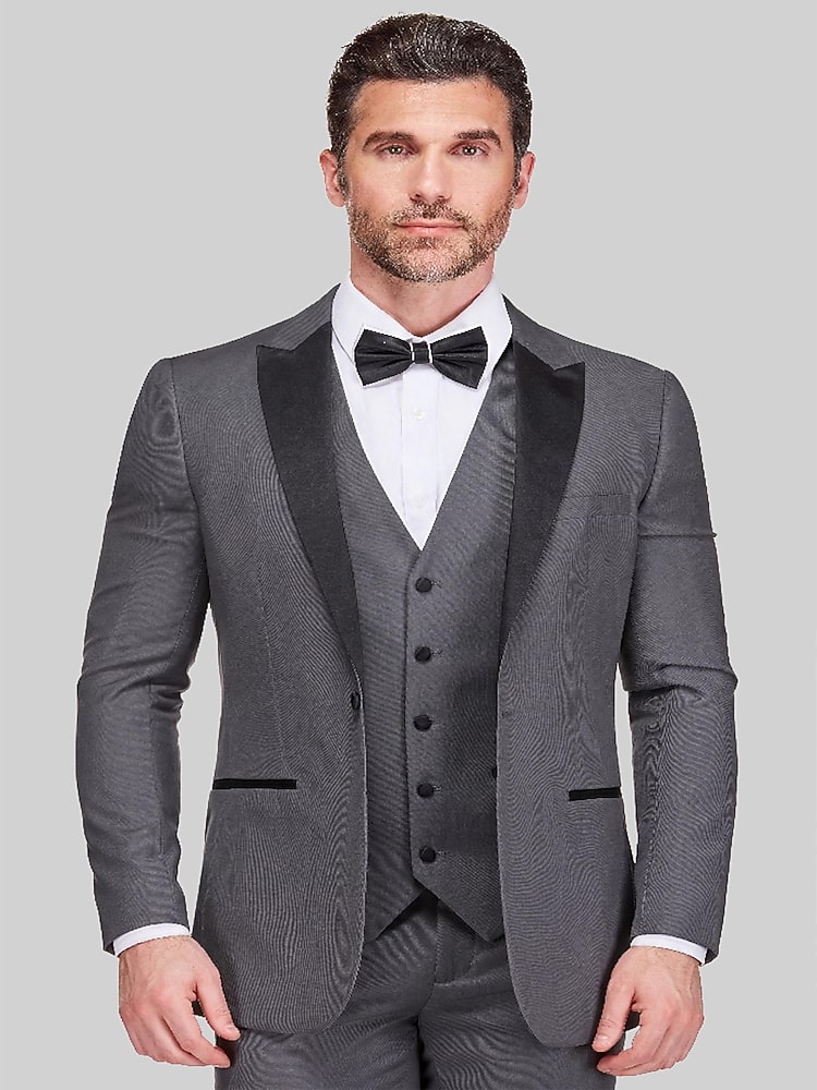 Gino Vitale Slim Fit 3-Piece Tuxedo, Charcoal Gray | 3 Piece Suits