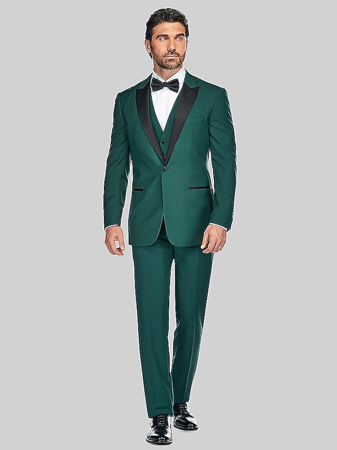 Gino Vitale Slim Fit 3-Piece Peak Vested Tuxedo Hunter Green