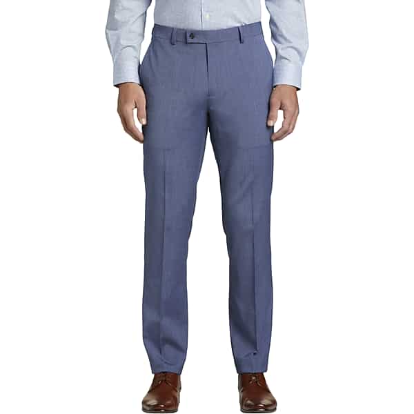 Wilke-Rodriguez Slim Fit Suit Pants in Denim Blue 29W x 32L – Men’s Straight-Leg Stretch Dress Slacks for Work, Weddings and Prom