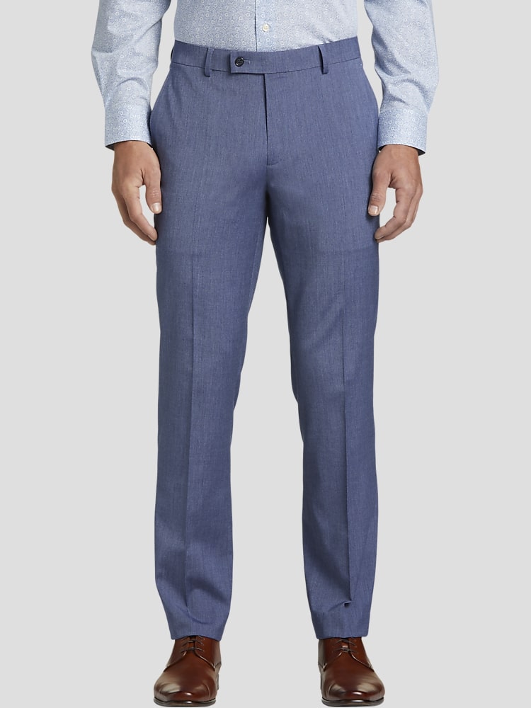 light blue slim fit dress pants Ferrecci Men's Halo Sky Blue Slim Fit Flat-Front Dress Pants 50x34 main image 0