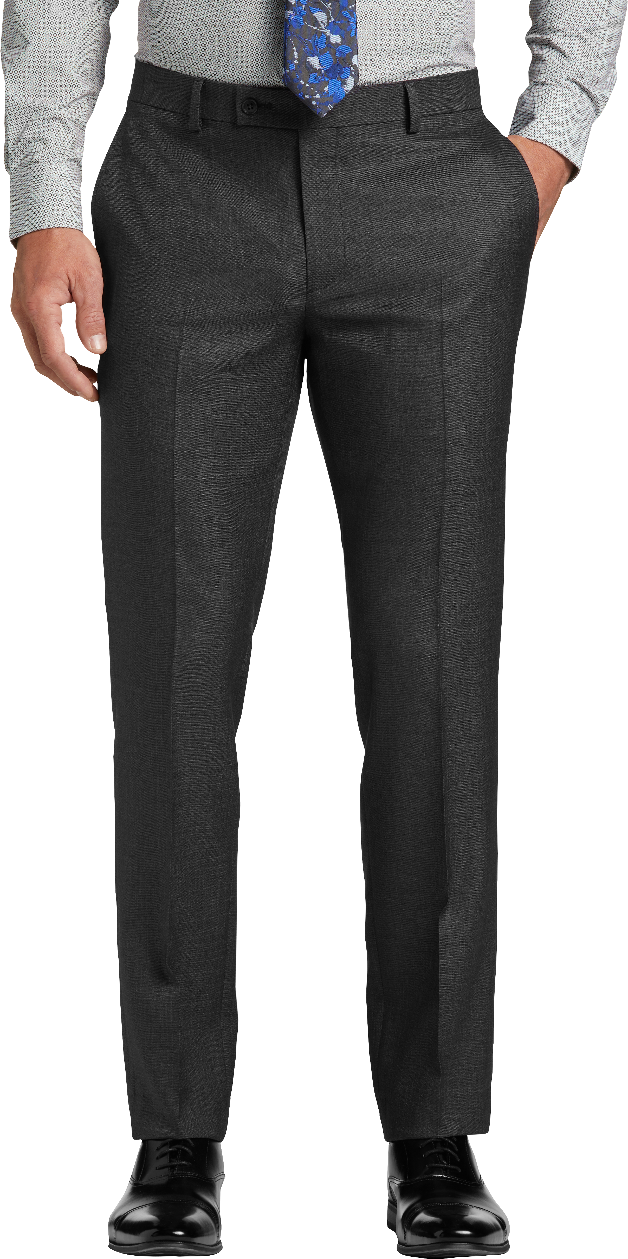 green emerald velvet dress Raphael Mens Solid French Blue Slim Fit Flat Front Dress Pants, 34 main image 0