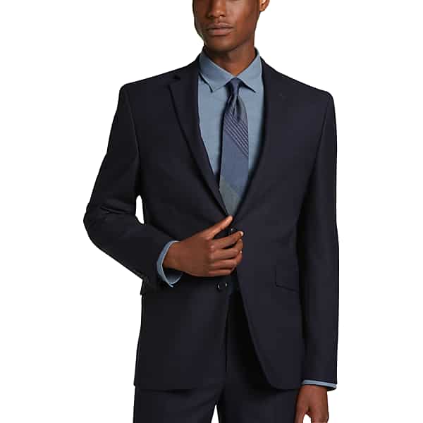 Wilke-Rodriguez Big & Tall Men's Slim Fit Suit Jacket Navy Tic - Size: 46 Extra Long TMW3WEU46494