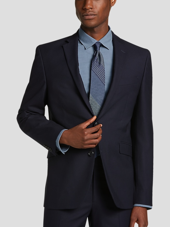 Wilke-Rodriguez Men's Slim Fit Suit Jacket , Navy Tic / Blue