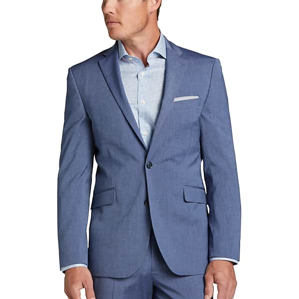 Wilke-Rodriguez Big & Tall Men's Slim Fit Suit Separates Denim Jacket Denim Blue - Size: 48 Long
