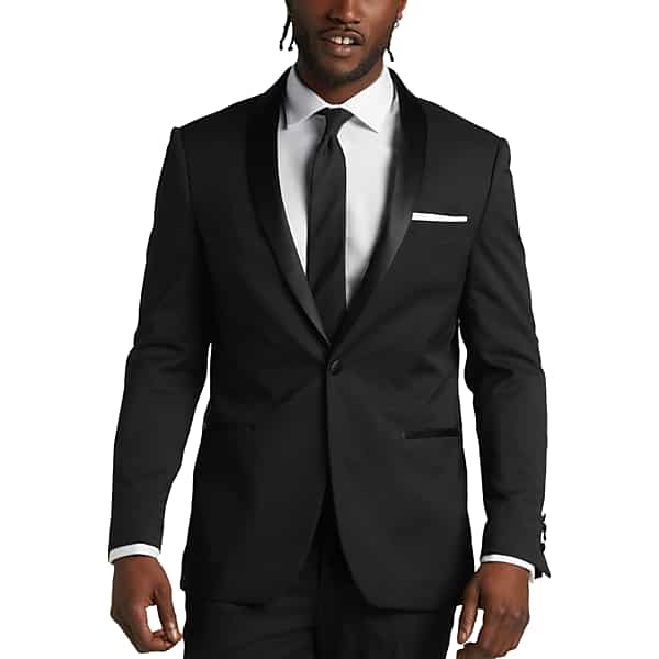 Wilke-Rodriguez Big & Tall Men's Shawl Lapel Slim Fit Tuxedo Formal Black - Size: 48 Regular