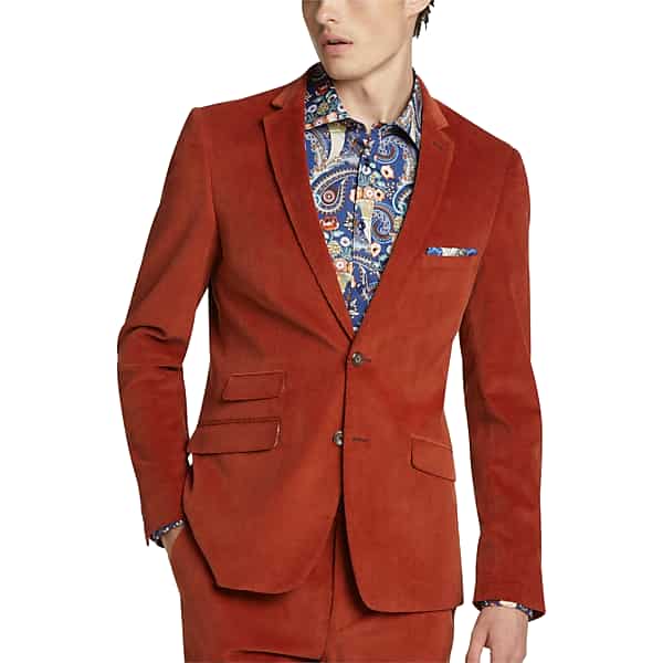 Men’s Vintage Style Suits, Classic Suits Paisley  Amp Gray Mens Paisley  Gray Slim Fit Suit Separates Jacket Dark Amber - Size 44 Regular $189.99 AT vintagedancer.com