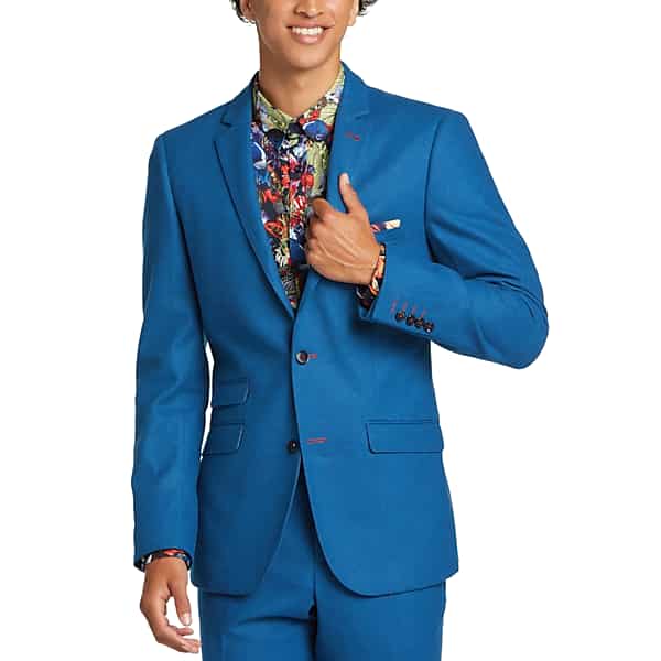 Men’s Vintage Style Suits, Classic Suits Paisley  Amp Gray Mens Paisley  Gray Slim Fit Suit Separates Coat Cobalt Blue - Size 44 Regular $189.99 AT vintagedancer.com