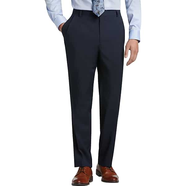 Pronto Uomo Platinum Men's Modern Fit Wool Suit Pants Navy Sharkskin - Size: 56W x 30L - Only Available at Men's Wearhouse TMW3X9C56081