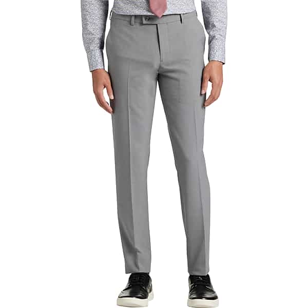 Egara Skinny Fit Men's Suit Separates Pants Med Gray Solid - Size: 28W x 30L