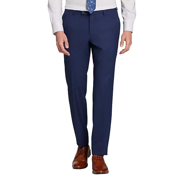 Egara Skinny Fit 2-Way Stretch Men's Suit Pants Blue/Postman - Size: 40W x 34L
