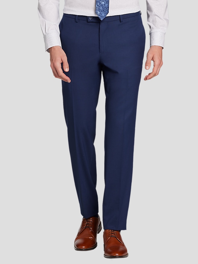 Egara Skinny Fit 2-Way Stretch Men's Suit Pants , Blue/Postman