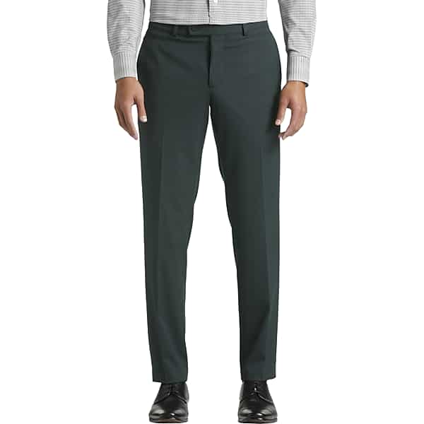 Egara Skinny Fit 2-Way Stretch Men's Suit Pants Dark Green - Size: 30W x 30L