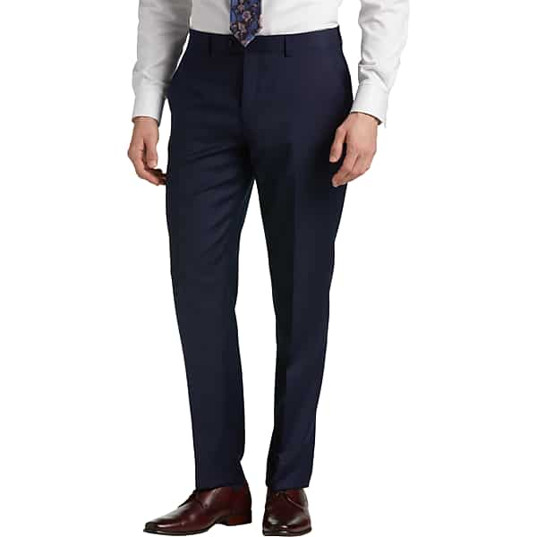 Joseph Abboud Big & Tall Classic Fit Wool Blend Men's Suit Pants Navy Solid - Size: 44W x 32L