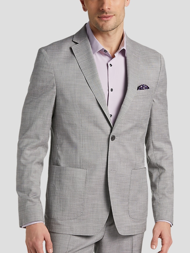 Michael Kors Men's Modern Fit Suit Jacket , Light Gray Solid