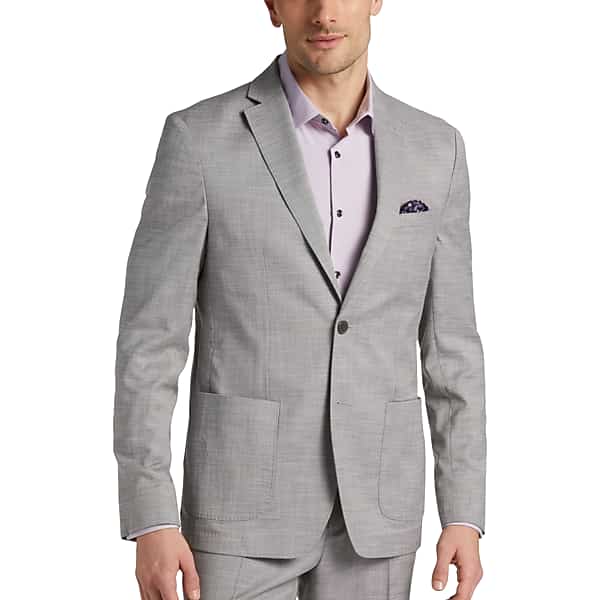Michael Kors Big & Tall Men's Modern Fit Suit Separates Jacket Light Gray Solid - Size: 52 Regular