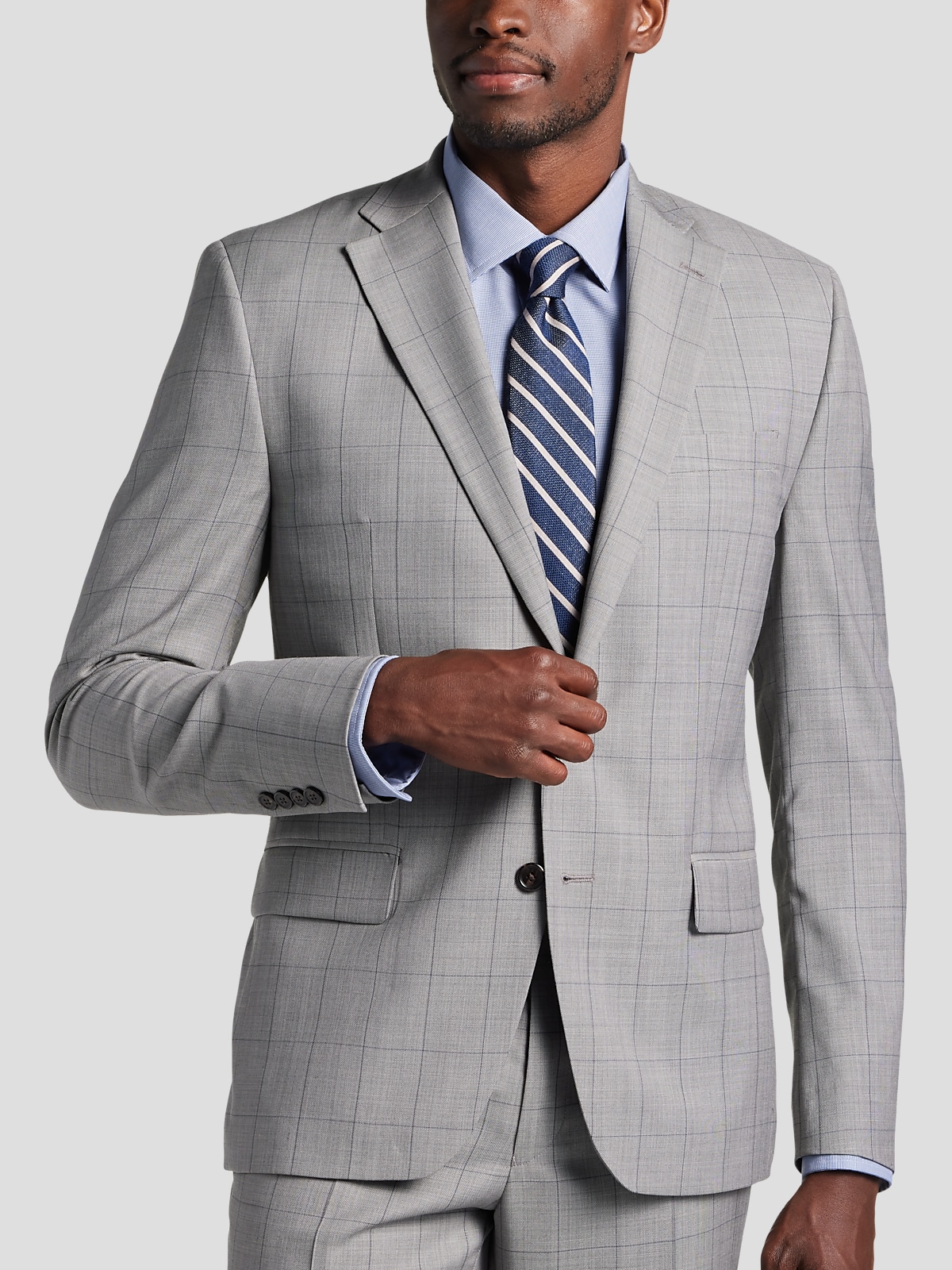 Traveler Collection Tailored Fit Windowpane Suit CLEARANCE - All Clearance