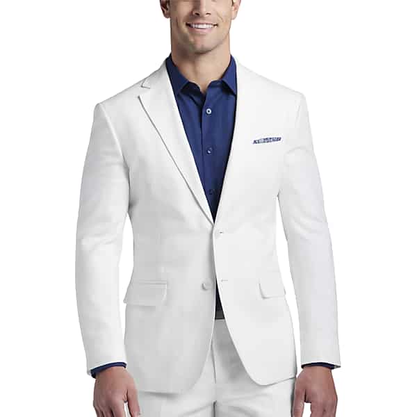 JOE Joseph Abboud Slim Fit Linen Blend Men's Suit Jacket White - Size: 44 Extra Long TMW3XND44449