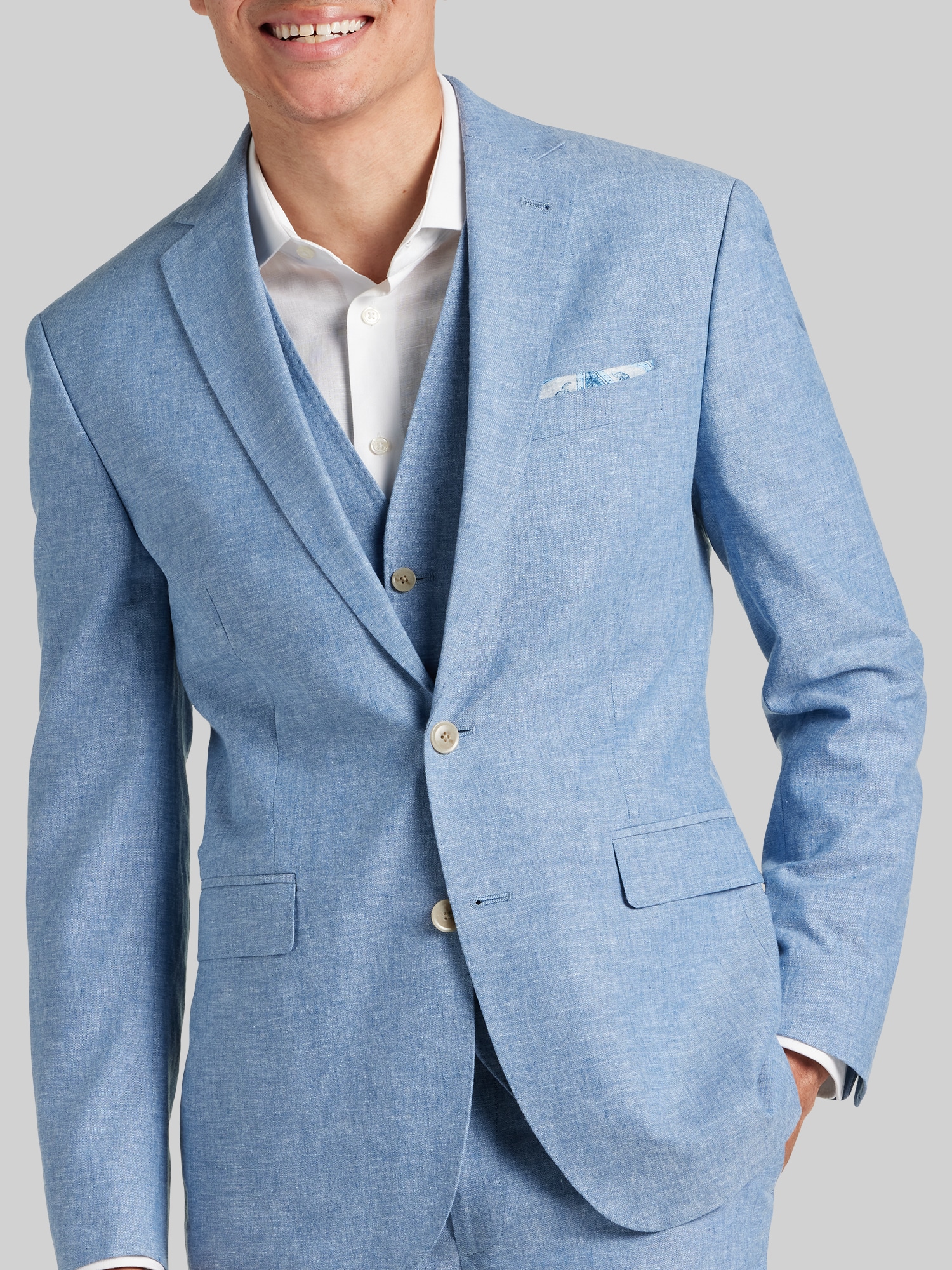 Slim Fit Linen Blend Suit Jacket