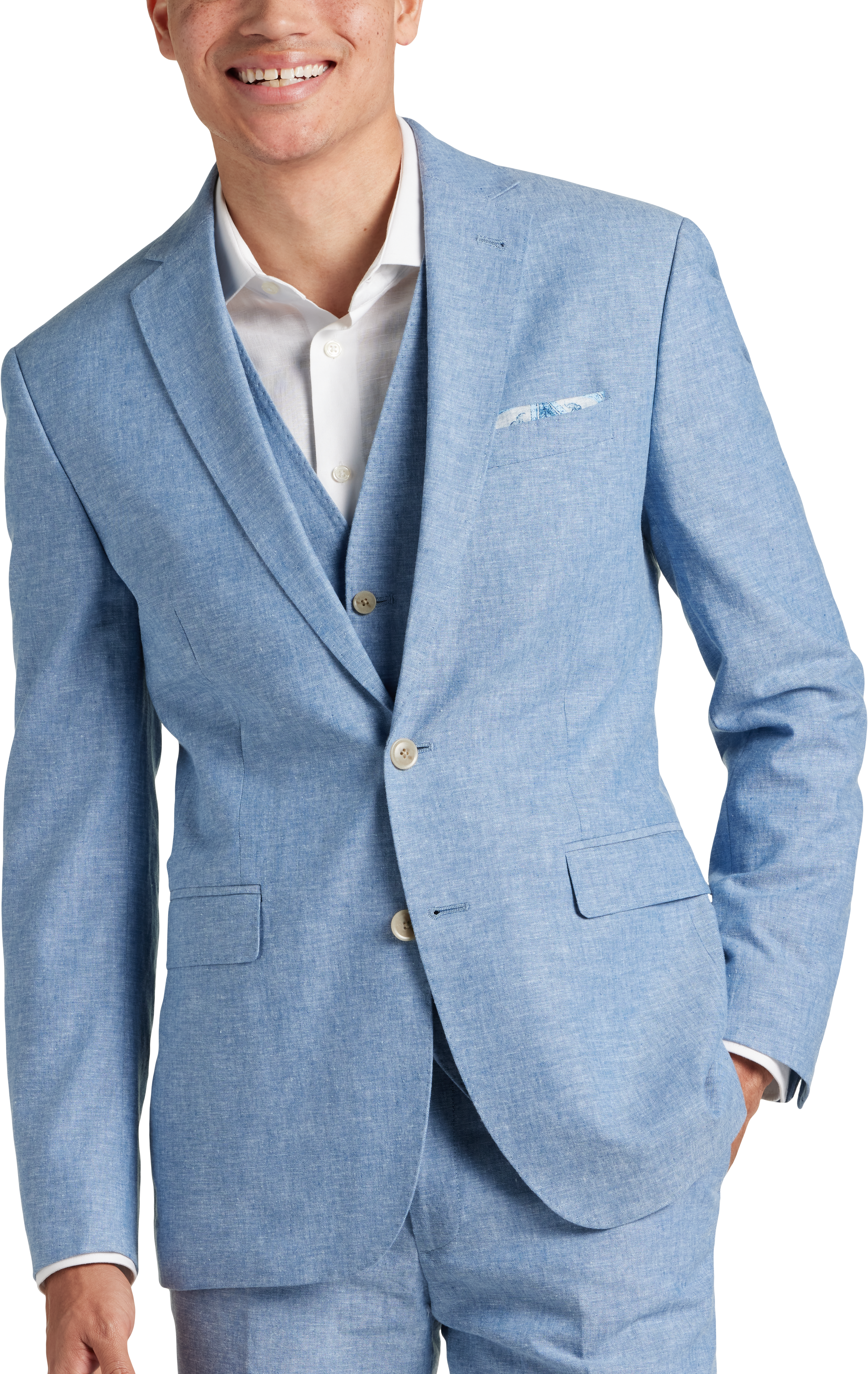 Slim Fit Linen Blend Suit Separates Jacket