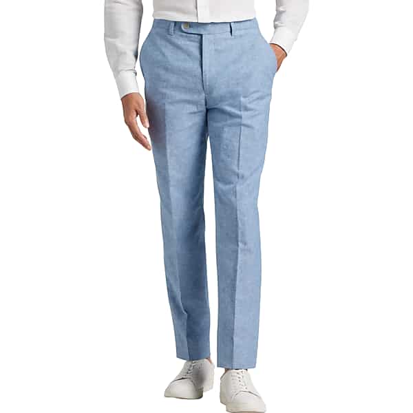 JOE Joseph Abboud Slim Fit Linen Blend Men's Suit Pants Dusty Blue - Size: 42W x 34L TMW3XGH42F70