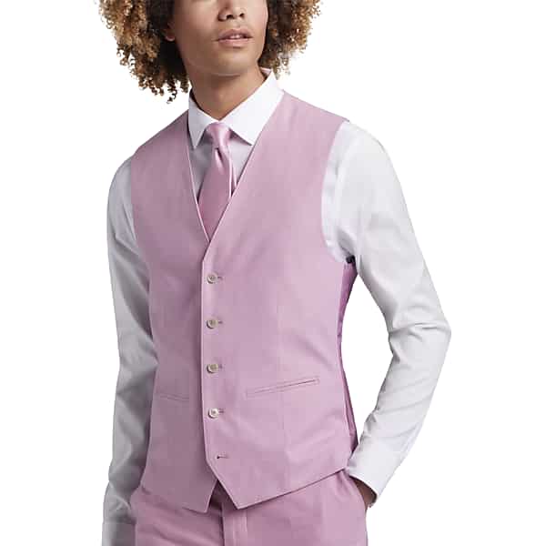JOE Joseph Abboud Slim Fit Linen Blend Men's Suit Separates Vest Purple - Size: Medium