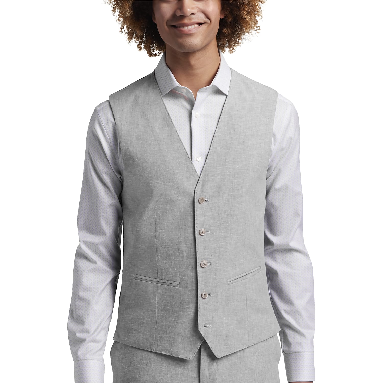 JOE Joseph Abboud Slim Fit Linen Blend Suit Vest in Light Gray – Men’s Medium Dress Vest for Work, Weddings and Casual Style