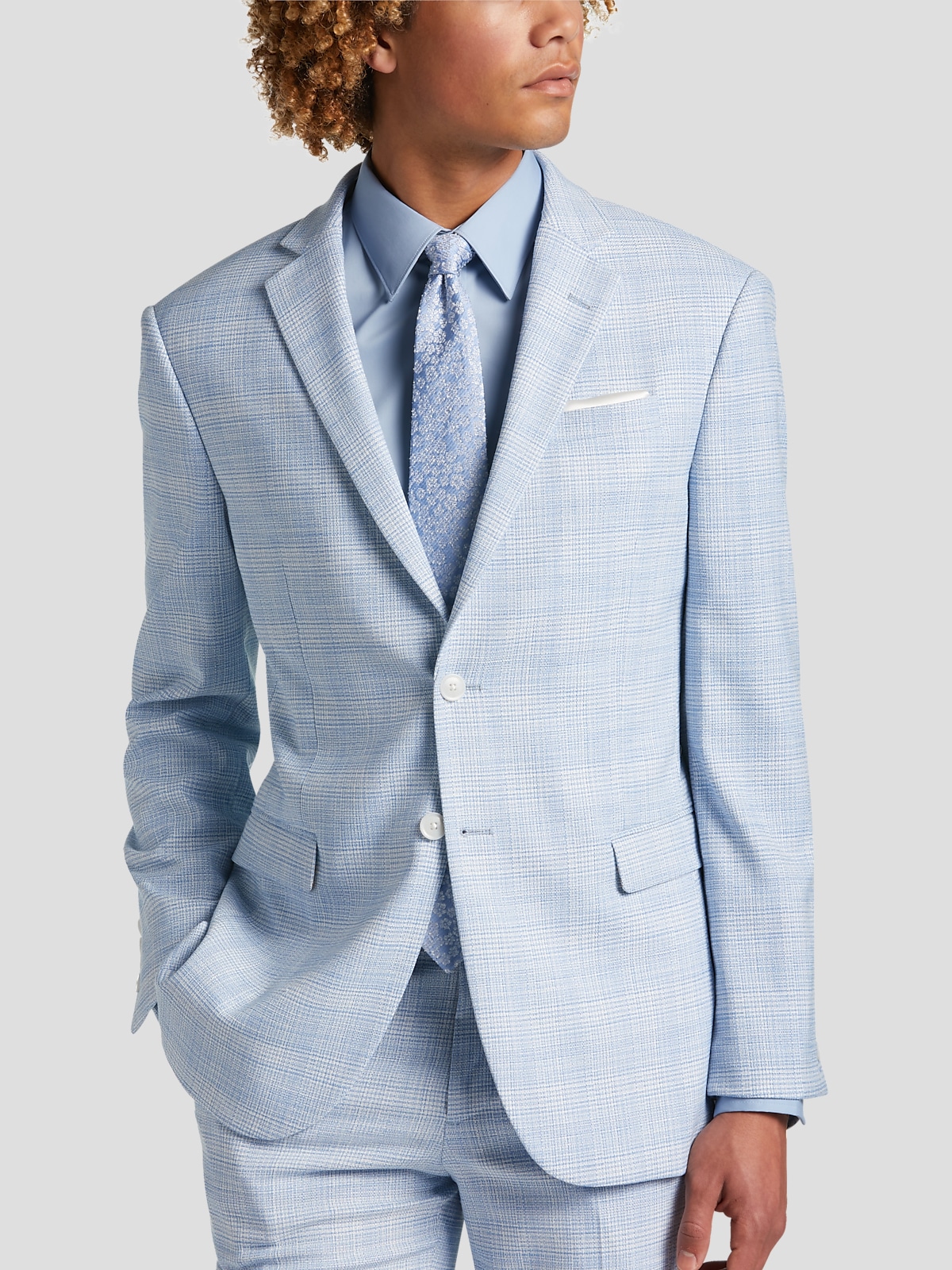 Blue plaid suit jacket discount