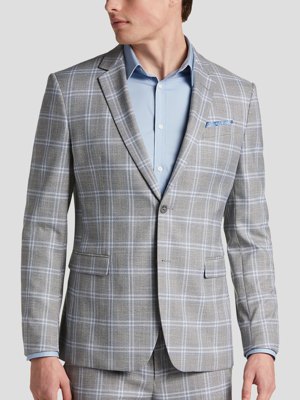 Gray plaid suit jacket shop