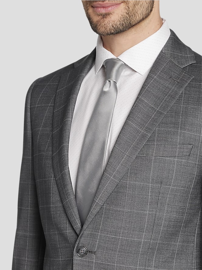 Calvin Klein Slim Fit Wool Blend Windowpane Suit Jacket