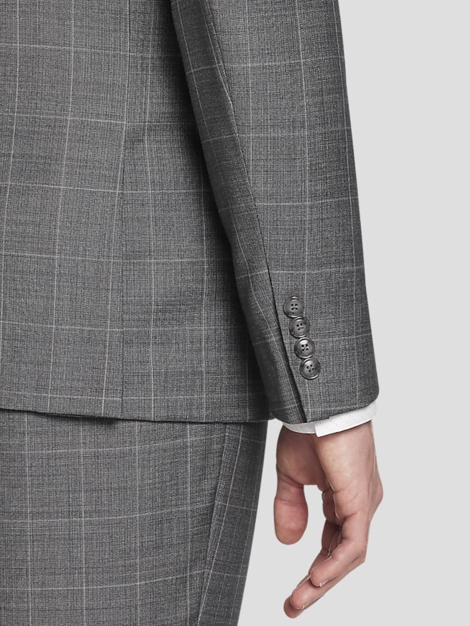 Calvin Klein Slim Fit Wool Blend Windowpane Suit Jacket