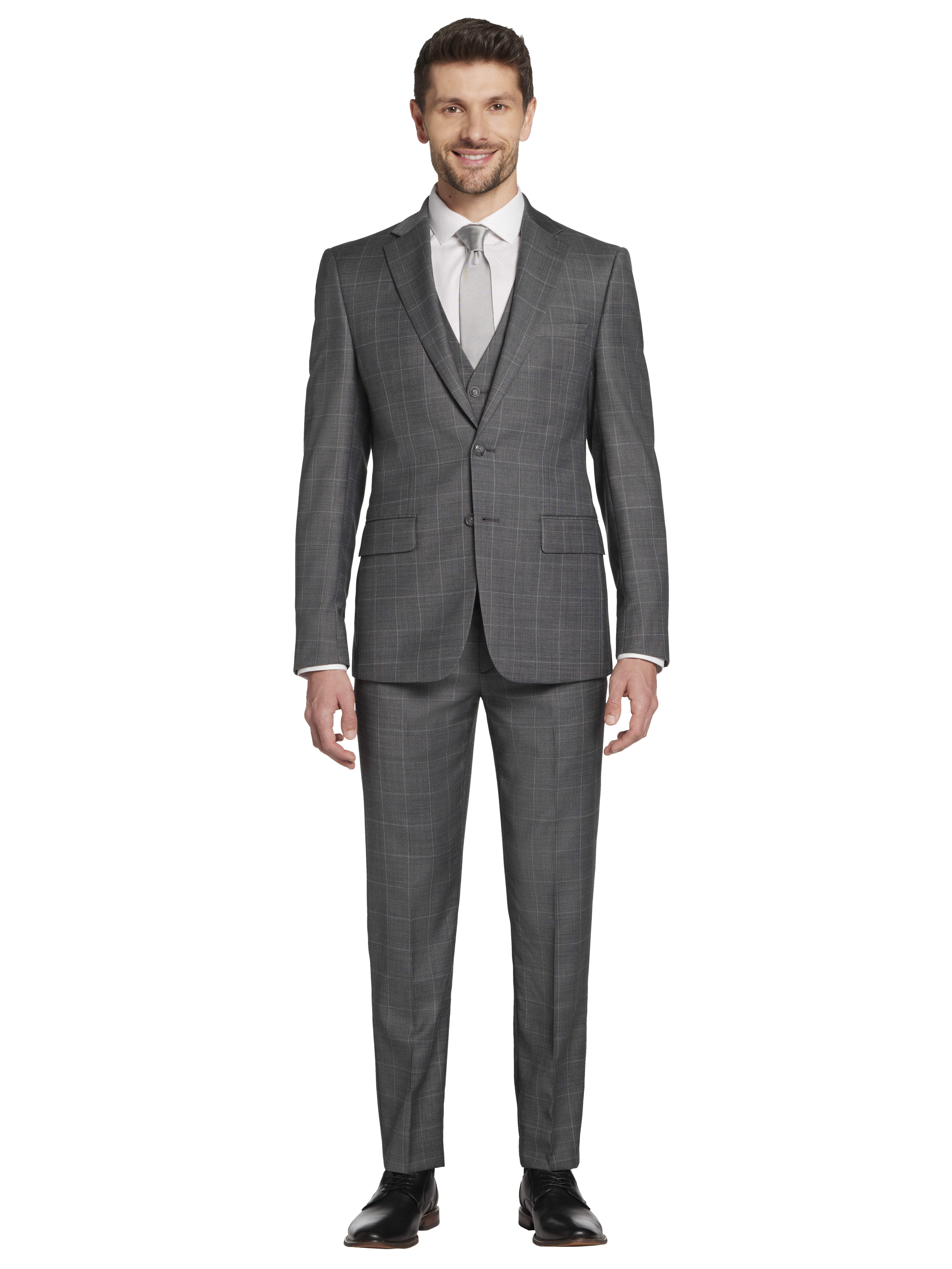 Slim Fit Wool Blend Windowpane Suit Jacket