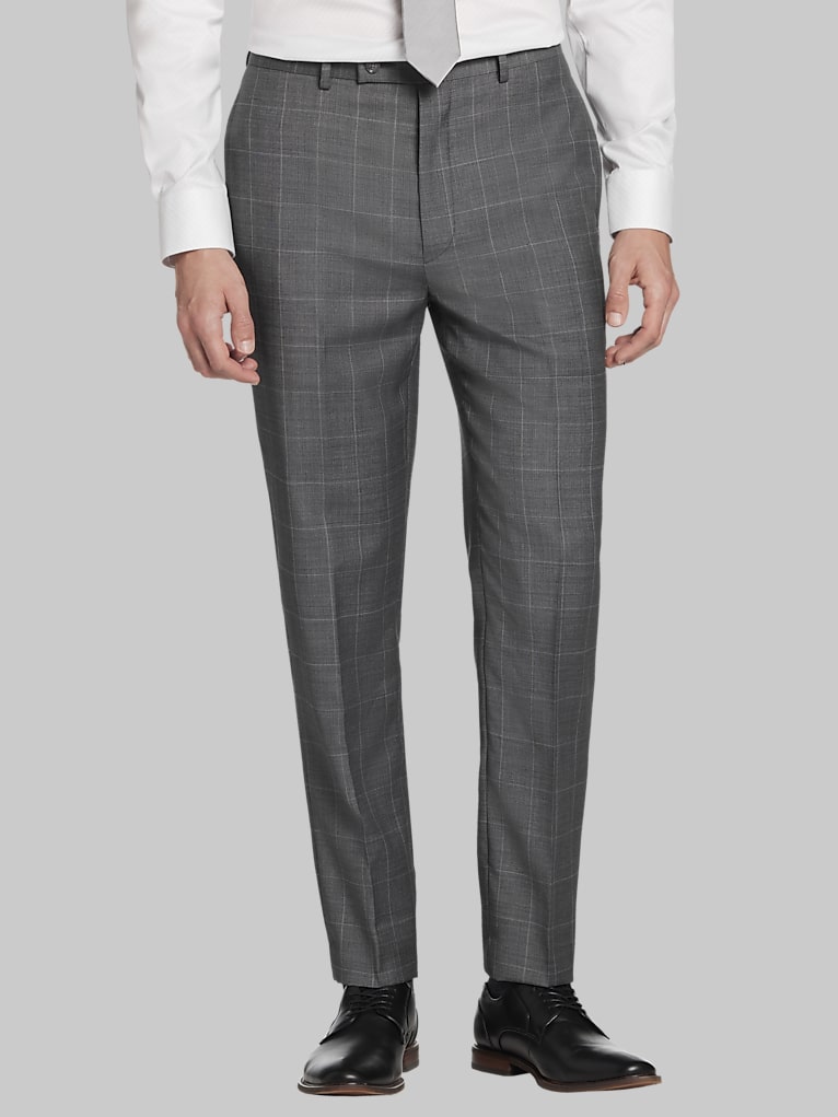 Calvin Klein Slim Fit Wool Blend Windowpane Suit Pants