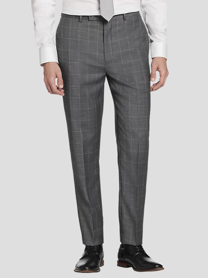 Calvin Klein Slim Fit Wool Blend Windowpane Suit Pants
