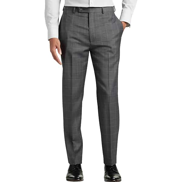 Calvin Klein Big & Tall Slim Fit Men's Suit Separates Pants Med Gray Windowpane - Size: 44W x 30L