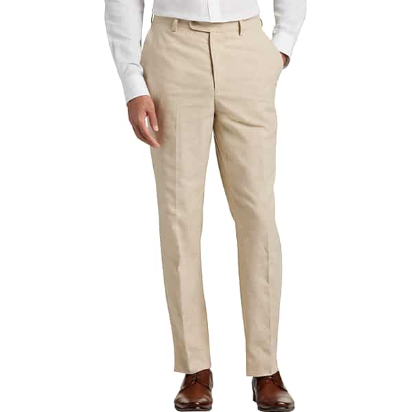 JOE Joseph Abboud Big & Tall Slim Fit Linen Blend Men's Suit Separates Pants Tan Chambray - Size: 56W x 30L