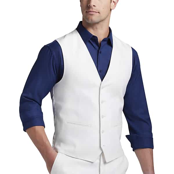JOE Joseph Abboud Slim Fit Linen Blend Men's Suit Separates Vest White - Size: Medium