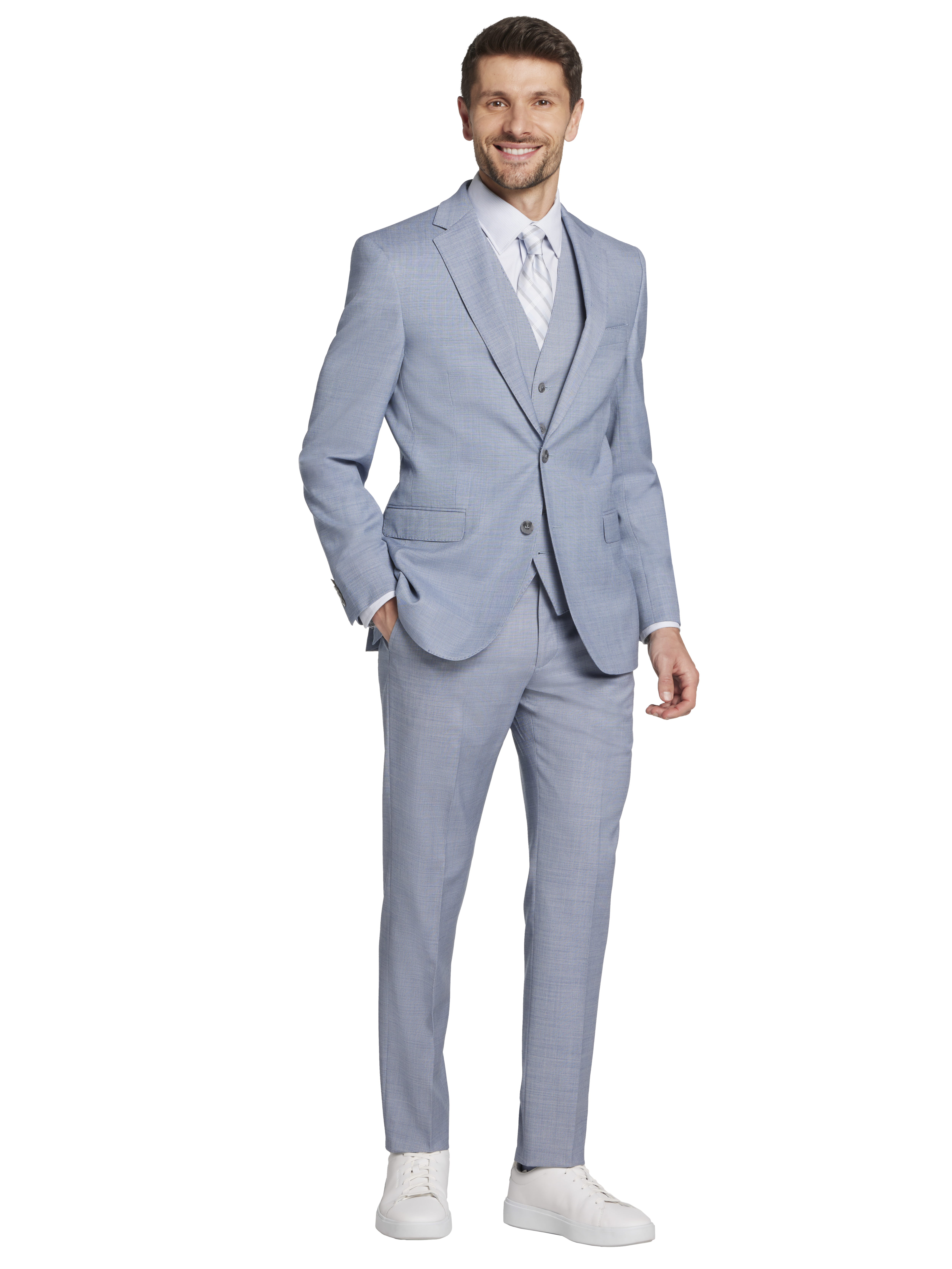 Slim Fit Wool Blend Sharkskin Suit Jacket