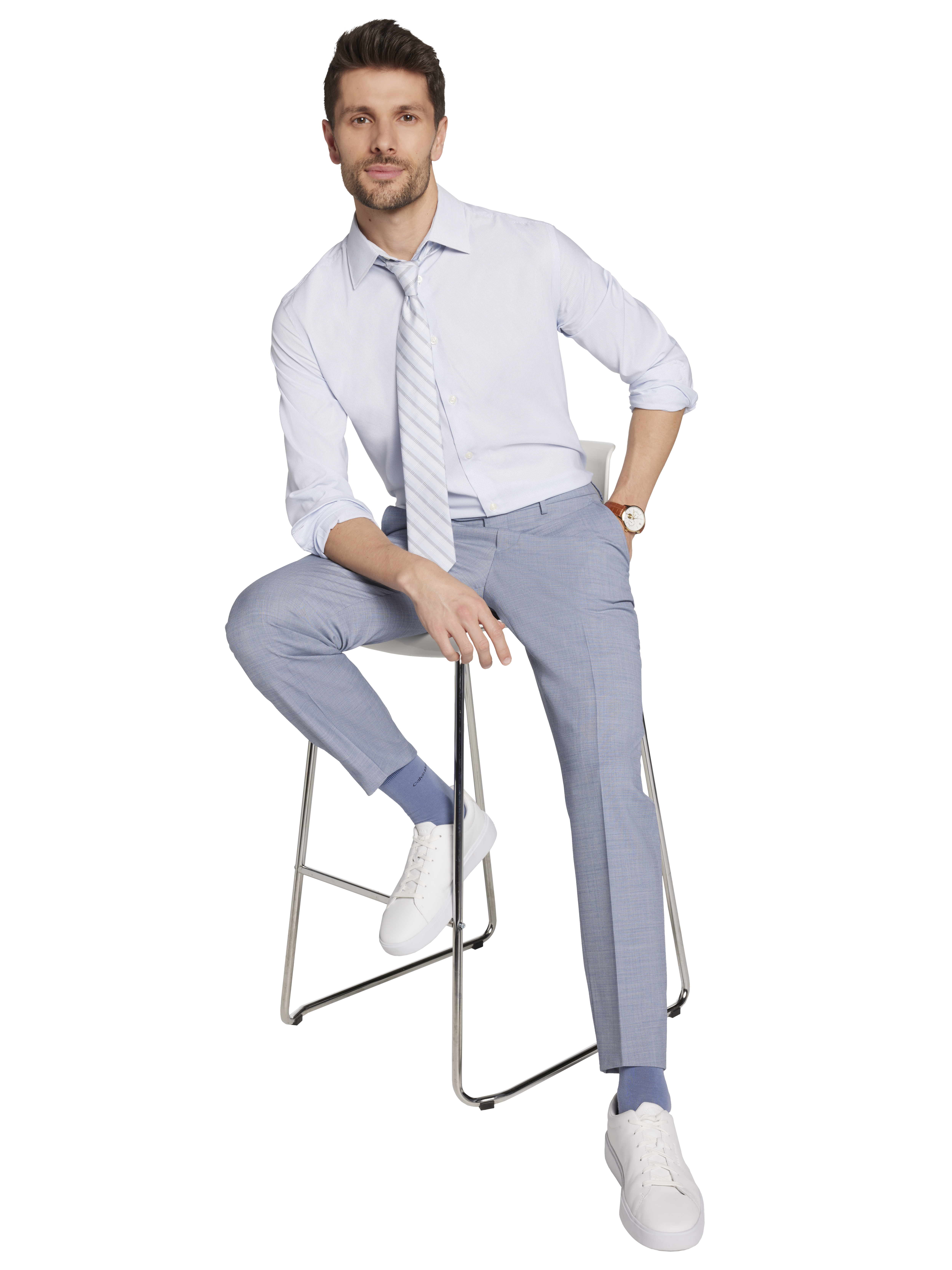 Slim Fit Wool Blend Sharkskin Suit Jacket