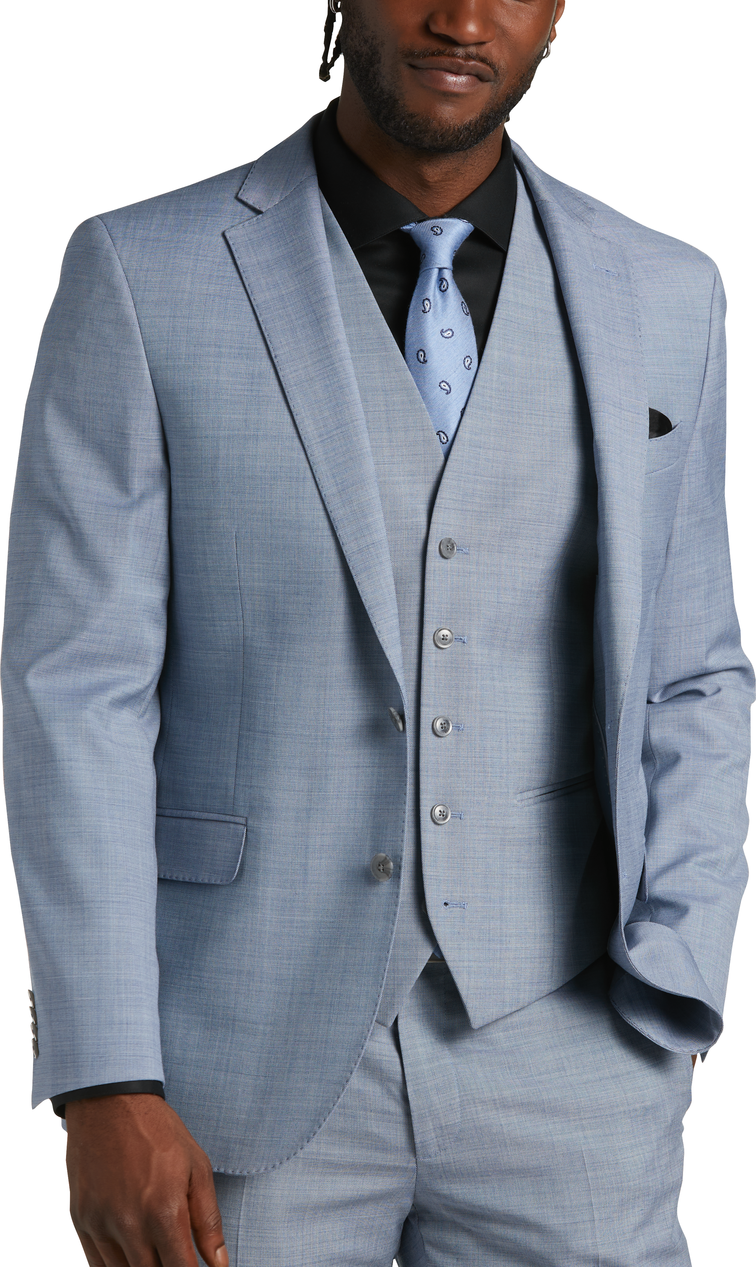 Slim Fit Wool Blend Sharkskin Suit Jacket