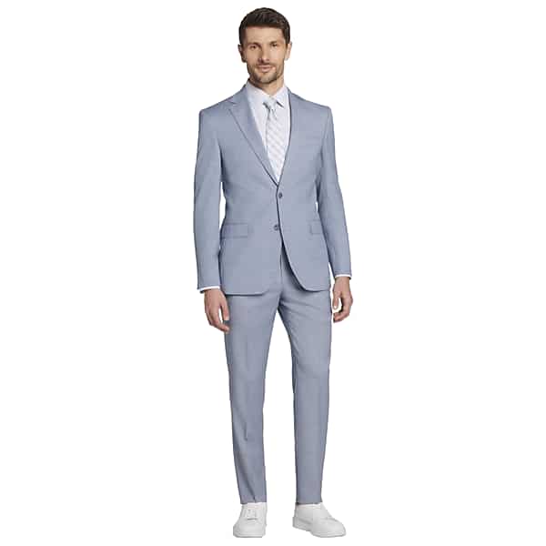 JOE Joseph Abboud Big & Tall Slim Fit Sharkskin Men's Suit Jacket Lt Blue Sharkskin - Size: 46 Extra Long TMW3XNK46415